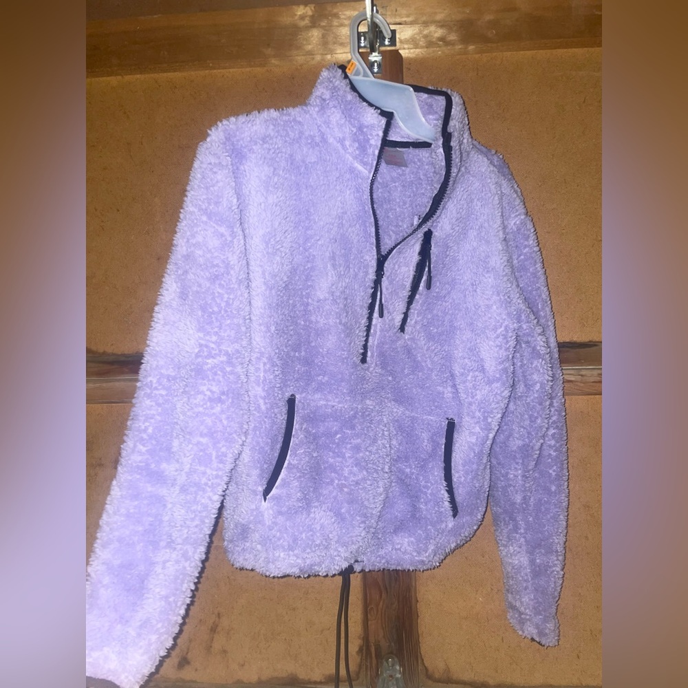 fuzzy purple sweater
